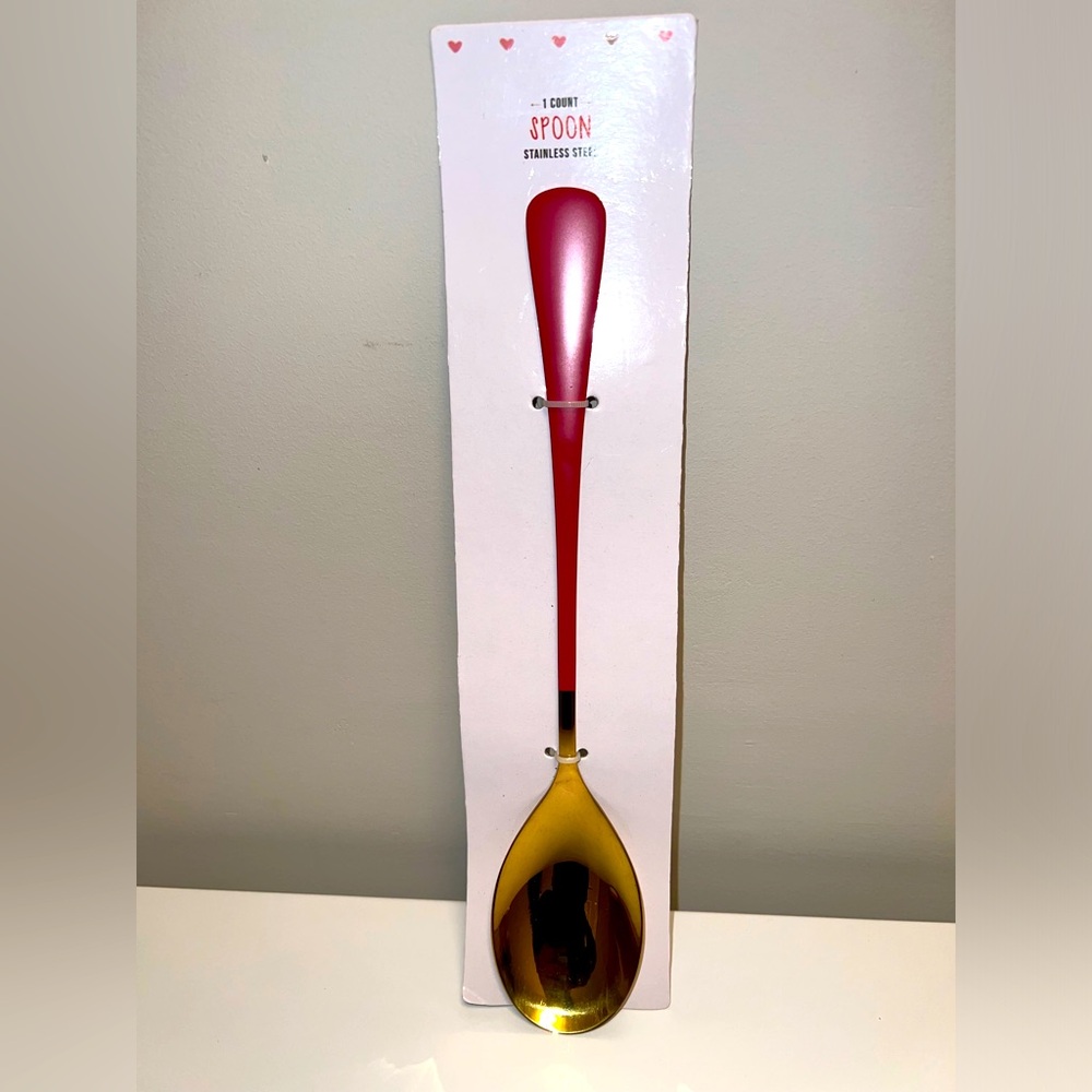Red and Gold Stainless Steel Serving Spoon